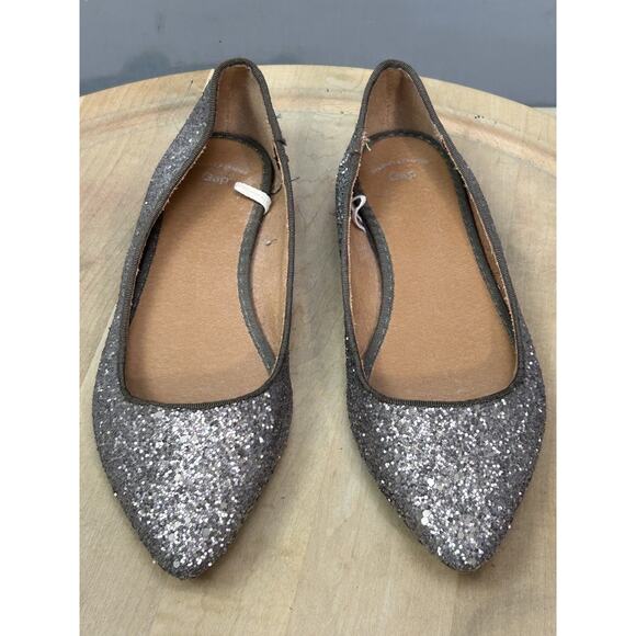 Gap Shoes Womens Size 6 Silver‎ Glitter Pointed Toe Ballet Flats Sparkle Party - Picture 3 of 10